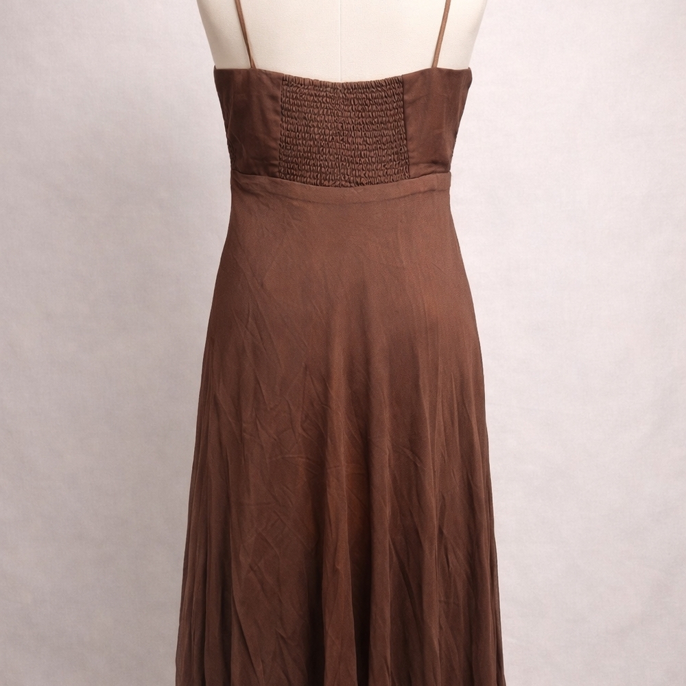 Jonathan Martin 100% Silk Brown Fairycore Romantic Midi Dress Size 10 Cottagecor - Picture 3 of 10